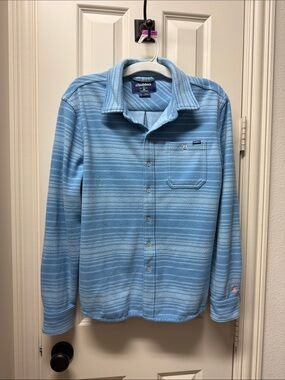 Men's chubbies Light Blue Striped Button-Down Shirt size small
